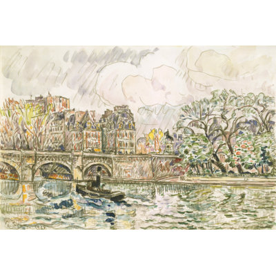 " Paris Le Place Dauphine " by Paul Signac Painting Print