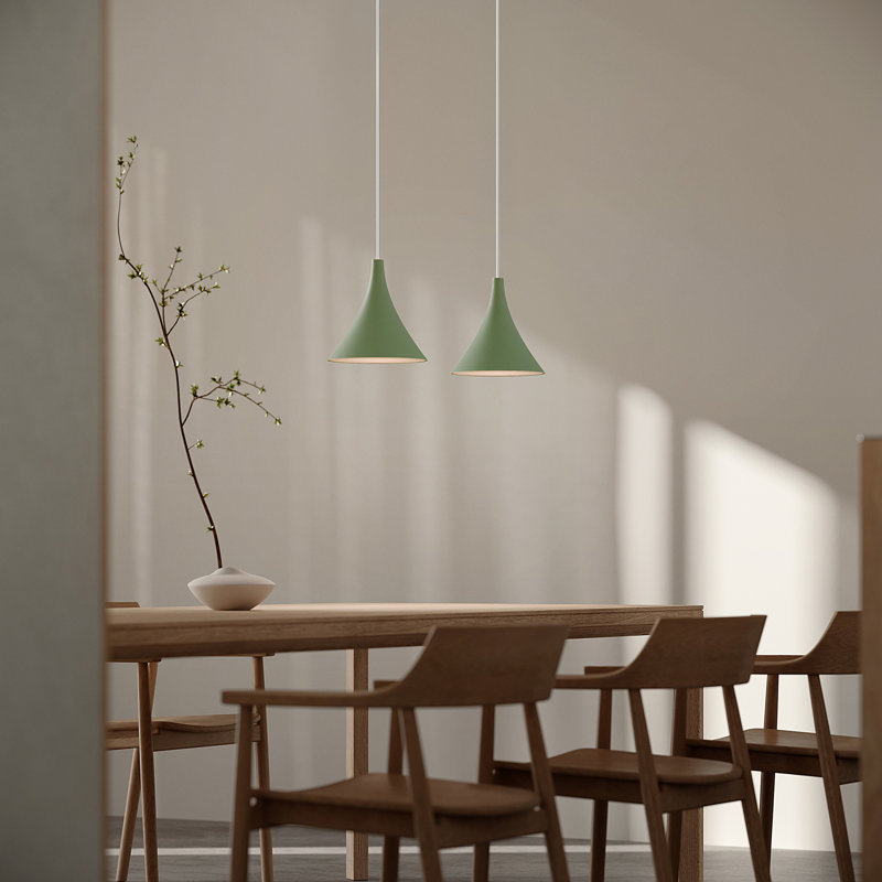 Gota Pendant Light, Sage, White, 14" H x 9.84" W x 9.84" D