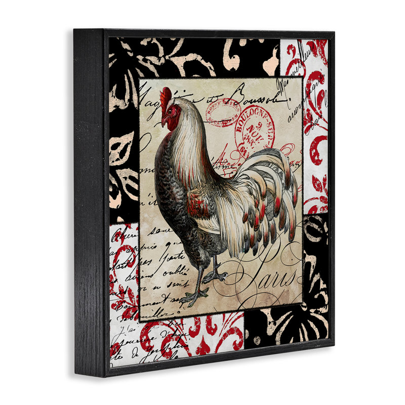 Poule avec art de la giclée encadrée par Sasha, H 24 po x l 24 po, Giclée encadrée noir minuit