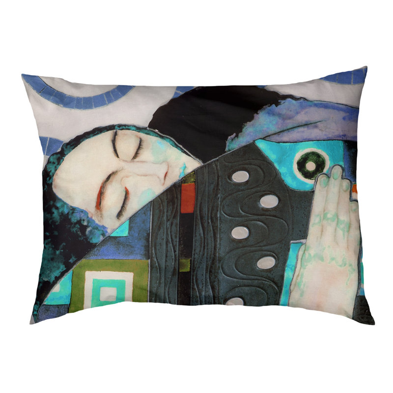 Coussin Carlile, Grand (L 52 po x l 42 po), Bleu / noir