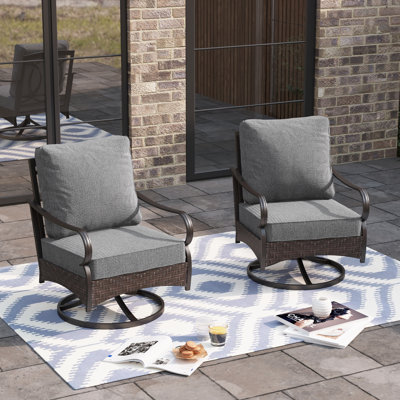 Swivel Patio Lounge Chairs With Cushions (set Of 2)