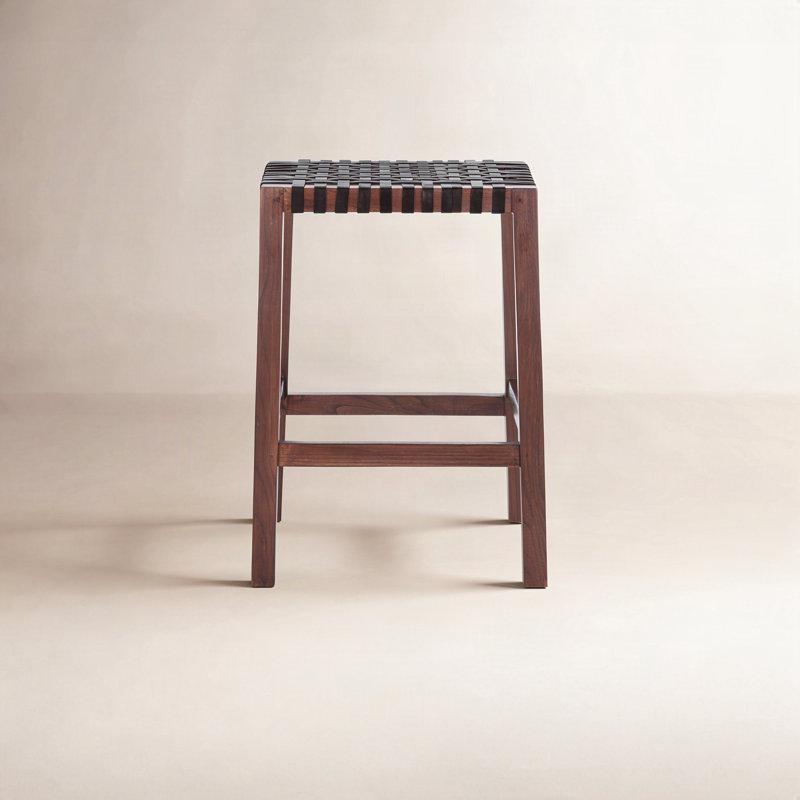 Boulevard Upholstered Counter Stool with Solid Wood Frame, Brown