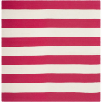 Brookvale Striped Hand-Woven Cotton Red/White Area Rug