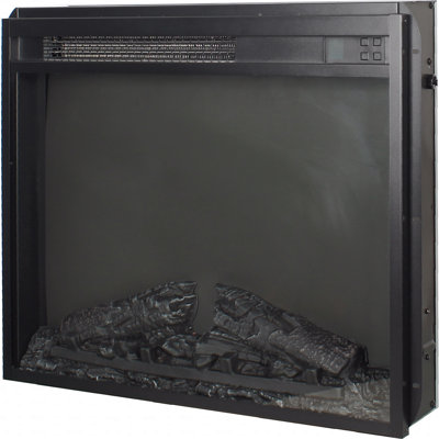 23" Electric Fireplace Insert, Ultra Thin Heater With Log Set And Realistic Flame, Remote Control With Timer, Overheating Protection