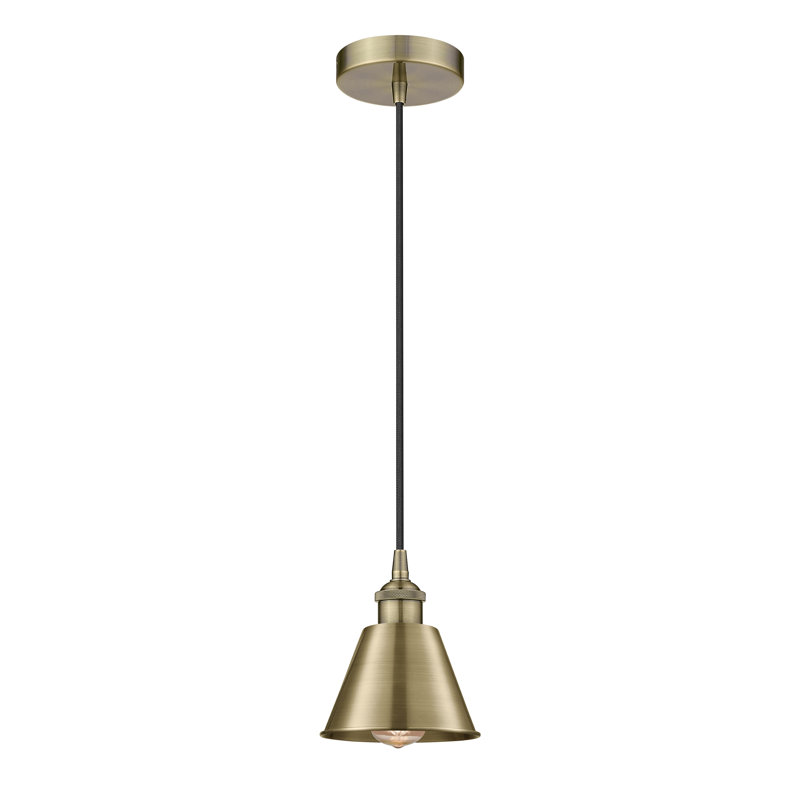 Luminaire suspendu conique 1 lumière, H 11,75 po x l 8 po x P 8 po, Laiton antique, Laiton antique