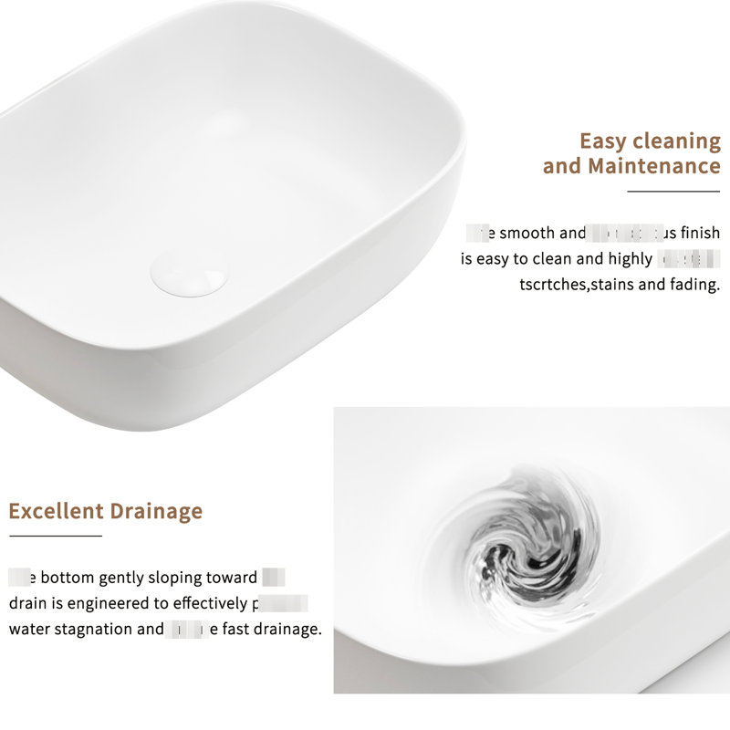 European Style Oval White Bathroom Vessel Sink, Solid Ceramic Fabrication, High Gloss Surface Sheen, Easy To Install Feature Package Build, Baked Glaze,