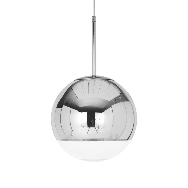 Luminaire suspendu sphère, Argent argent, H 14 po x l 14 po x P 16 po