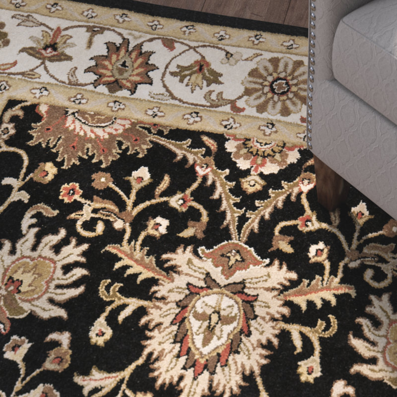 Dunbar Hand Tufted Wool/Cotton/Latex Oriental Rug in Beige/Brown/Black, Oval 7'6" X 9'6" 