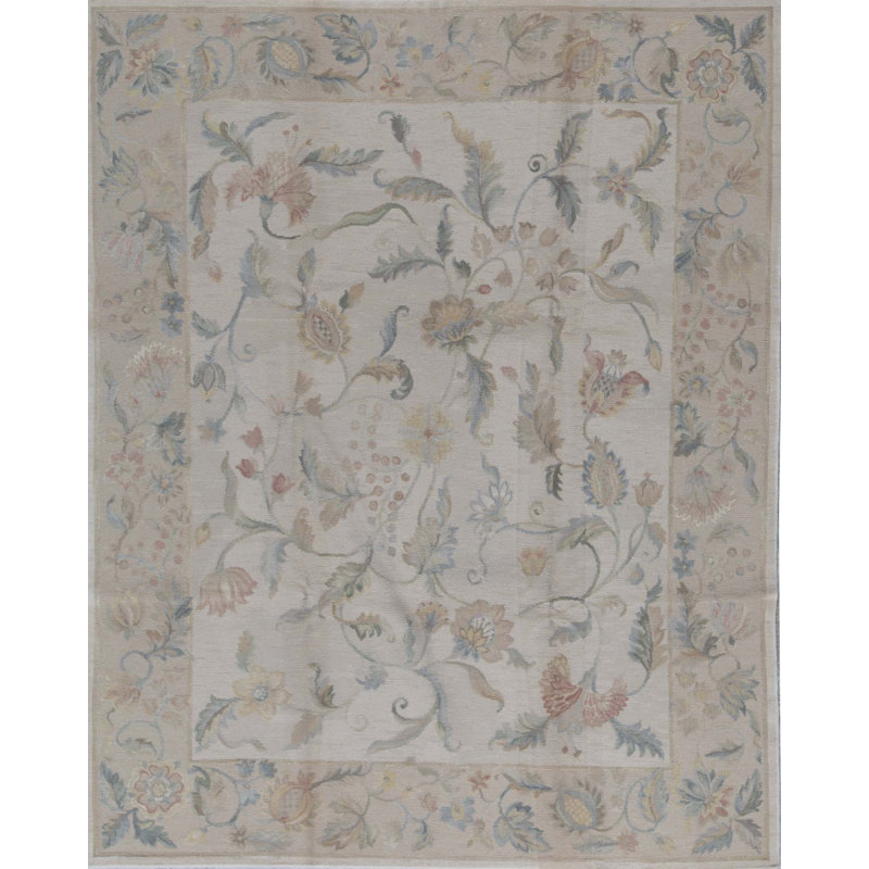 Hand-Knotted High-Quality Beige and Beige Area Rug