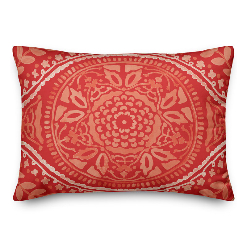 Housse et insert de coussin d'extérieur Juan, Rouge, Floral 7