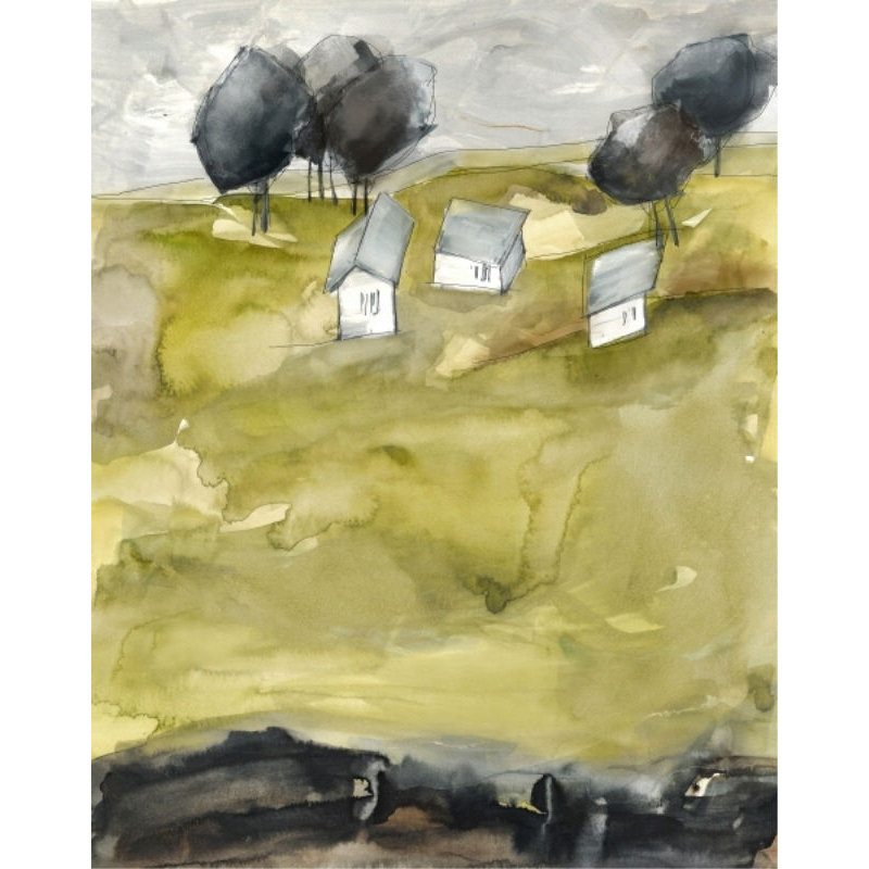 Green Land I Painting by Elena Carlie, Brush Gel, 30" H x 24" W x 1.5" D