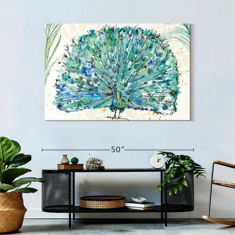 Brampt Peacock Garden Purple Square No Words, 32" H x 48" W