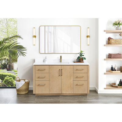 Meuble-lavabo simple 60 po avec plateau en pierre composite Cloverfield