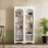 Bibliothèque autoportante à 5 niveaux, ensemble de 2 bibliothèques, armoire de rangement bicolore de style campagnard avec tablettes réglables, garde-manger moderne de 72 po de hauteur pour le salon, le bureau personnel