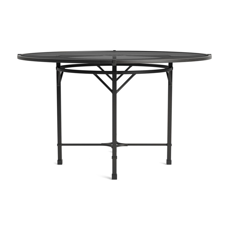 Venetian Outdoor Round Dining Table, Textured Pewter, 48" D
