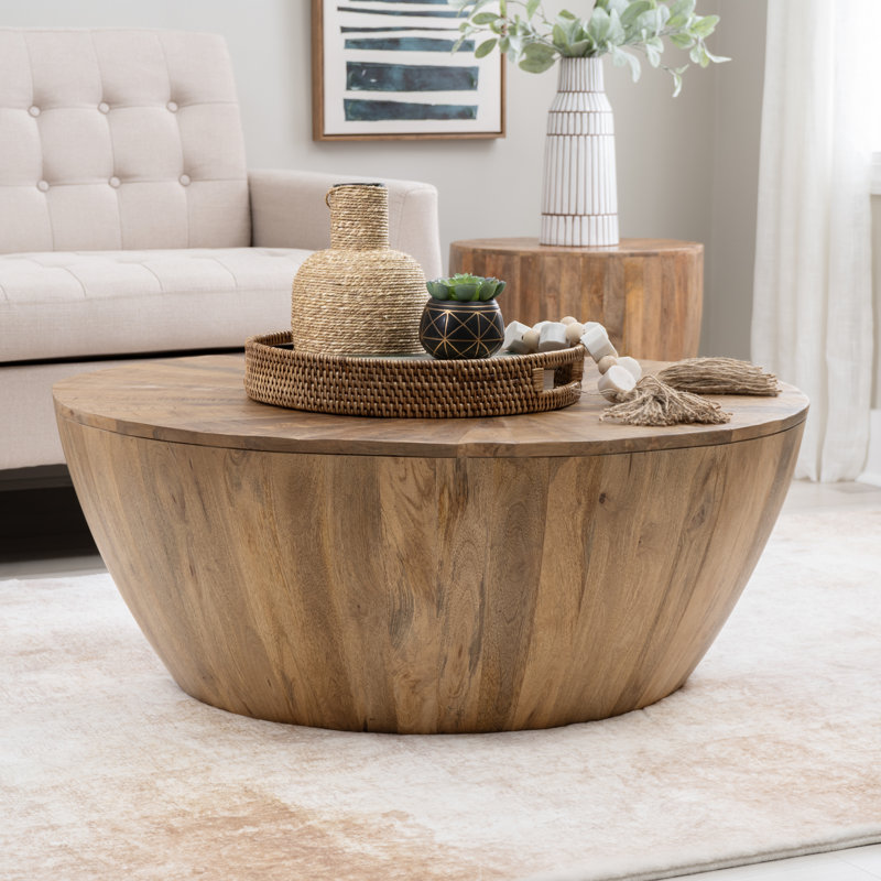 Canton Mahan Hollow Wood Block Coffee Table, 14" H x 36" W x 36" D, Walnut