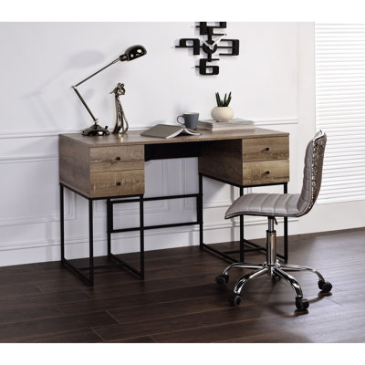 Rustic Oak Office Table With And Plentiful Drawer Capacity Writing Desk Efficient Configuration