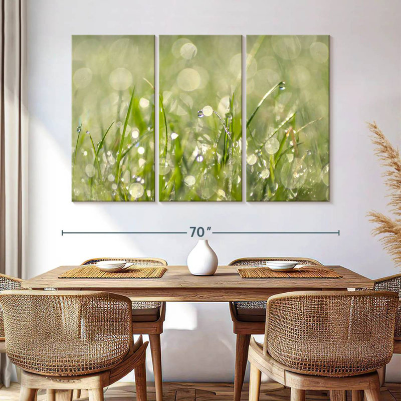 Harnek Raindrops On Grass Abstract, 42" H x 65" W