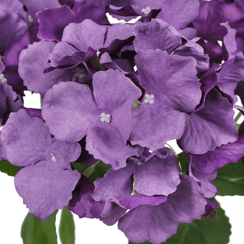 Artificial Hydrangea Flower Stem Bush Bouquet, Purple