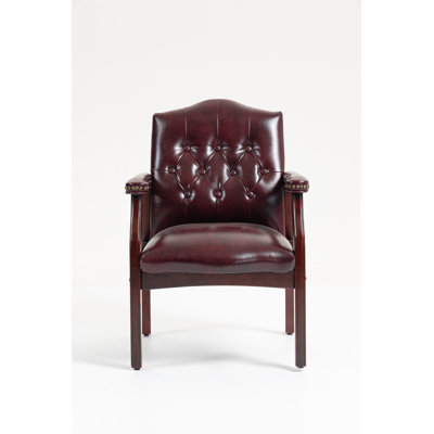Chaises d'invité de réception en cuir avec siège et accoudoirs rembourrés Fauteuil de direction ergonomique à dossier moyen pour salle d'attente