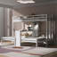 Lit superposé simple au-dessus de simple et simple avec bureau intégré et tablettes de rangement, lampe de lecture, 3 lits en 1, blanc-130145093