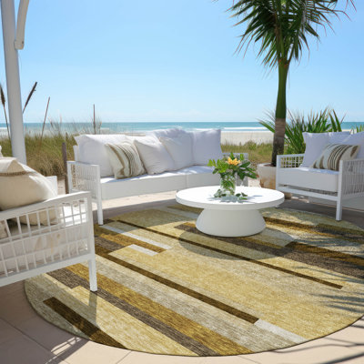 Malchow Washable Striped Indoor / Outdoor Rug
