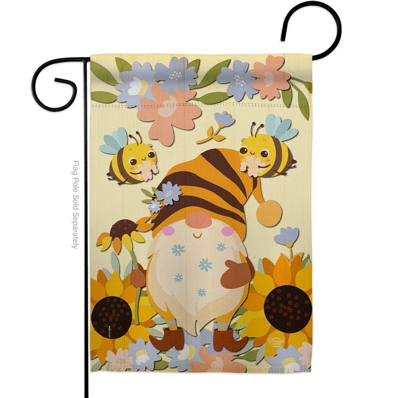 Drapeau de jardin en polyester 3 x 18,5 pouces Blooming Gnome