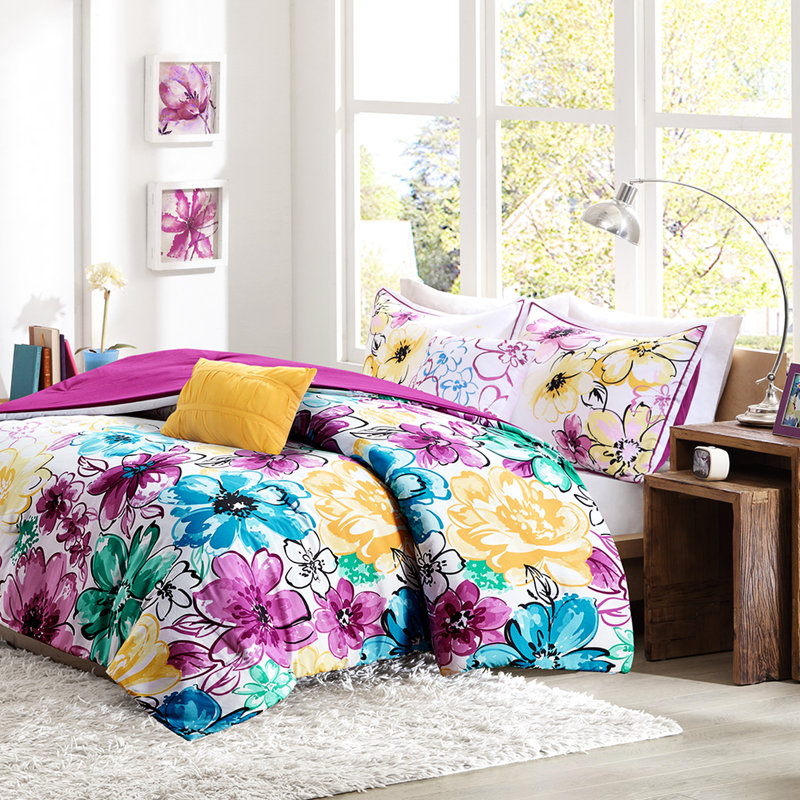 Édredon bleu pour lit simple / simple TG, avec détails floraux et durabilité XL en bleu, texture douce