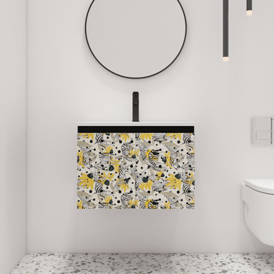  Meuble-lavabo mural simple 24 po Exmore avec 2 portes et plateau en céramique blanc Exmore