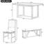 Salle à manger de style vintage avec table rectangulaire et 4 chaises - Offre un espace généreux et un style rétro naturel : table, chaises rembourrées, 1 banc