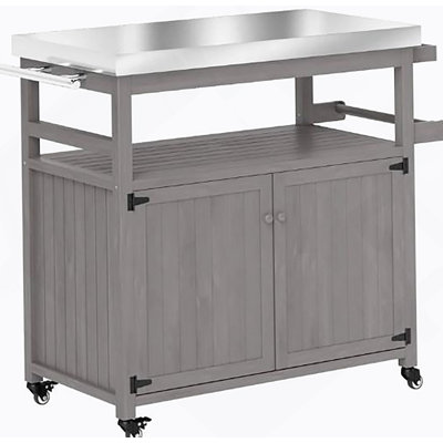 Durable Outdoor Kitchen Island With Stainless Steel Top And Spacious Storage, For Grilling And Entertaining.