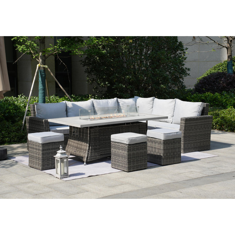 Wicker 8 - Person Patio Conversation Set, Grey
