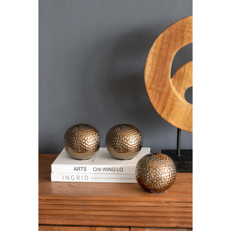 D3.9X3.5 "Orbes décoratifs avec finition bronze texturé, ensemble de 3