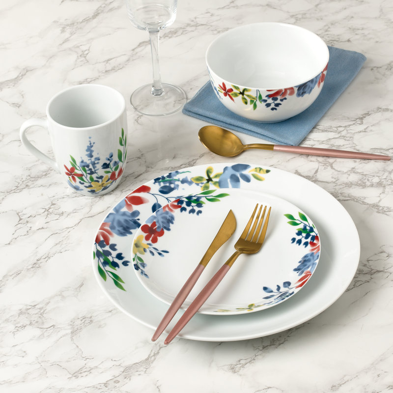 16pc Watercolour Floral Dinner Set