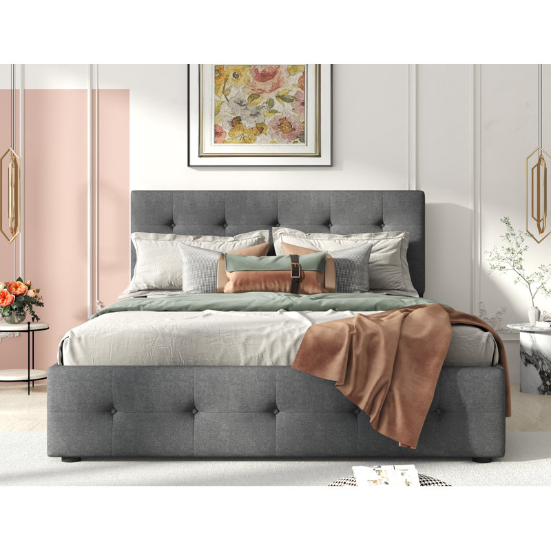 Grand lit standard Narell, Gris clair