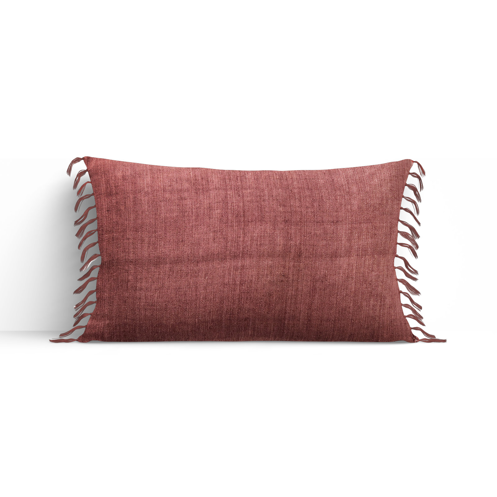 Sharron Tassels Linen Lumbar Throw Pillow, Rose, Polyester/Polyfill
