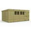 Total Sheds 15ft x 10ft Pent Garden Shed - Double Door - With Windows - Pressure Treated Timber - UK Manufactured