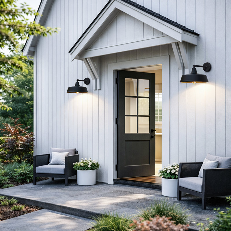 Straight Arm Outdoor Wall Light Set, 9.8" H x 15" W x 20" D