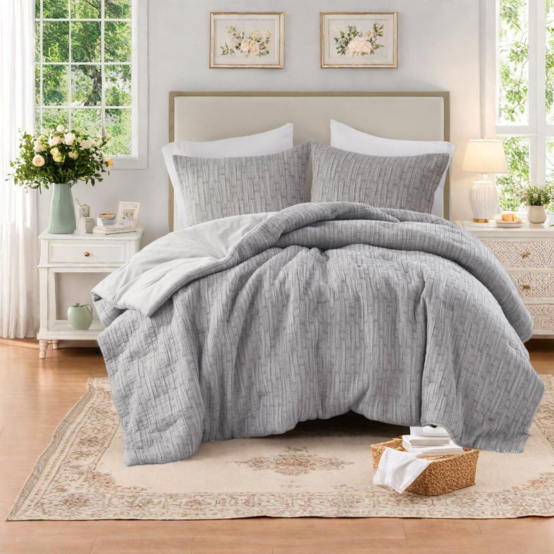 Ensembles de literie en coton luxueux, très grand lit toutes saisons, confort gris anthracite durable