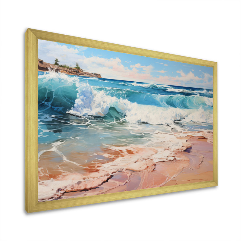 Beach Sand Euphoria II, reproduction d'art sur toile, Encadrement doré, H 12 po x l 20 po x P 1 po