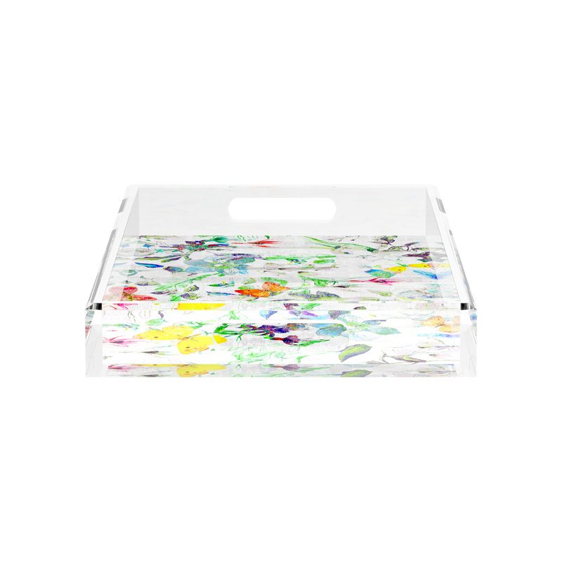 Garden Fantasia Acrylic Rectangle Decorative Tray, 17"W x 10.5"D x 2"H