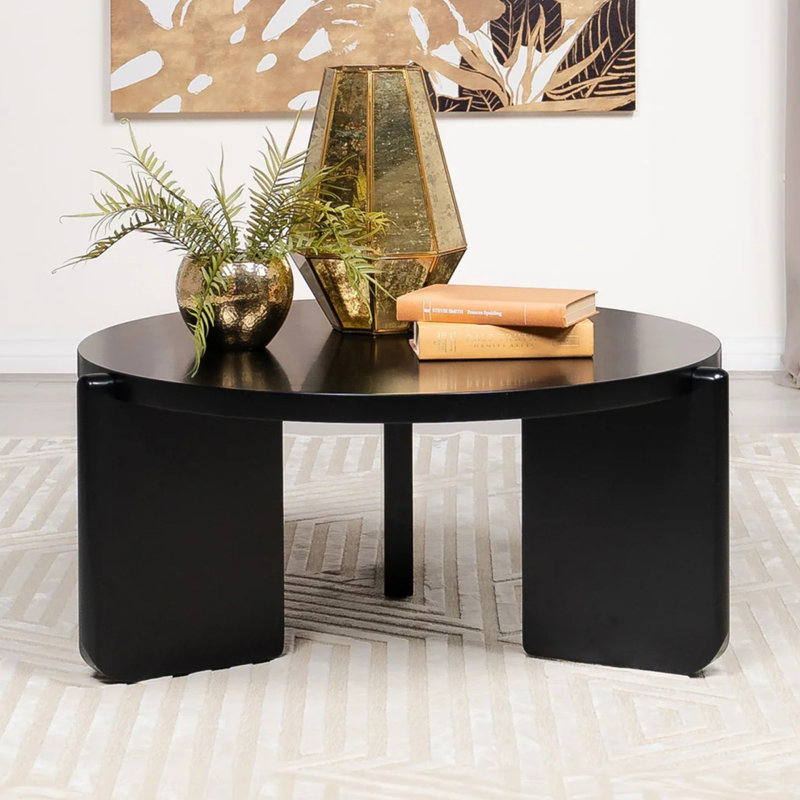 Round Wooden Coffee Table, Black