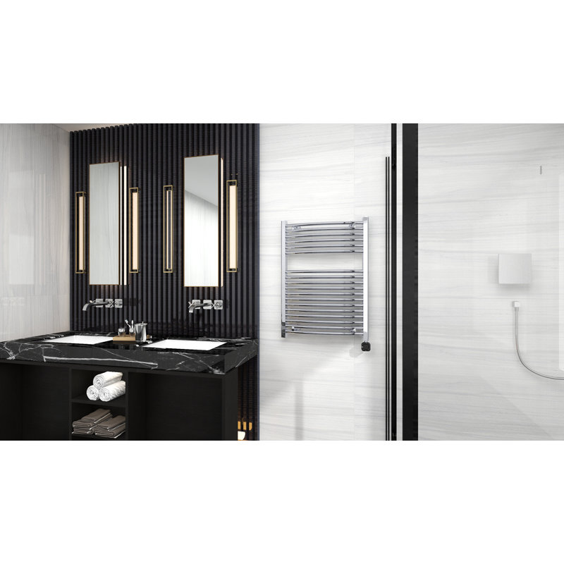 Curved Towel Rail Towel Warmer, 31.5" H x 23.62" W x 2.75" D, Chrome