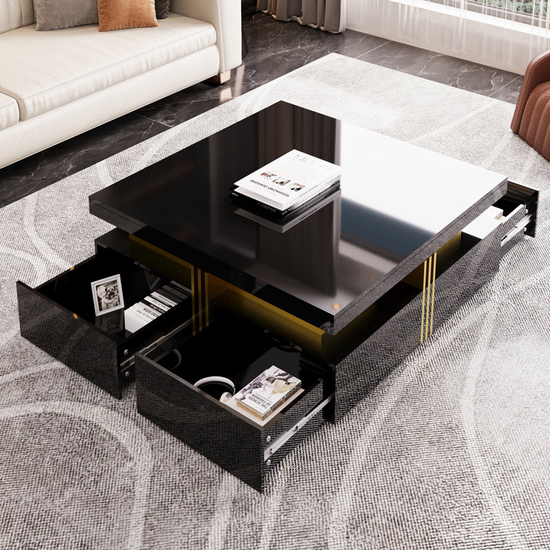 Table basse moderne avec rangement à 4 tiroirs 43,3 po Modern