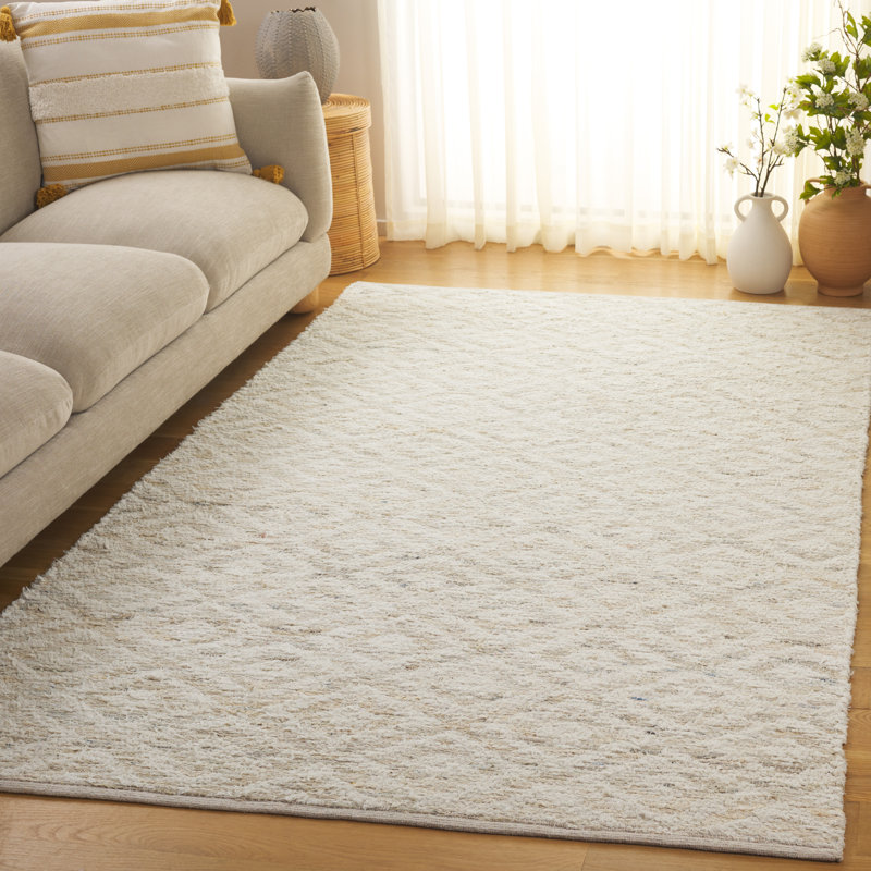 Natura 786 Hand Woven Denim/Salvage/Cotton Geometric Rug in Beige/Ivory, Rectangle 5' x 8'