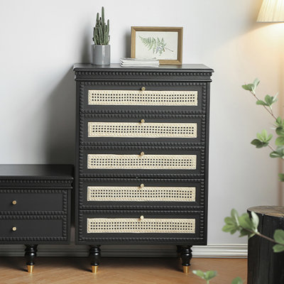 Armoire d'appoint en bois manufacturé noir massif