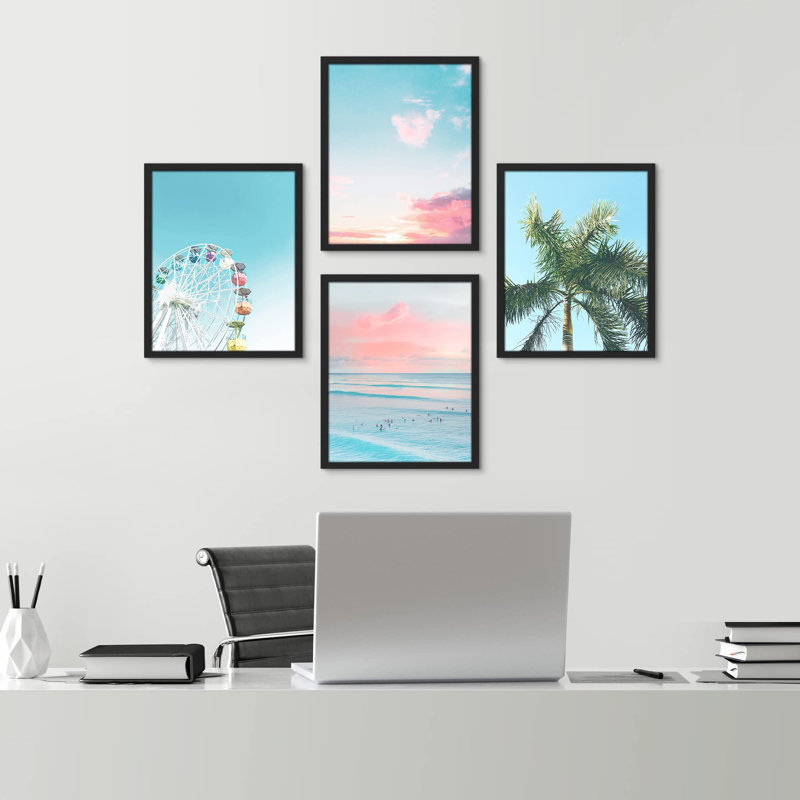 «Tropical Tree Ferris Wheel», impression sur papier 4 pièces, Noir, H 14 po x l 11 po