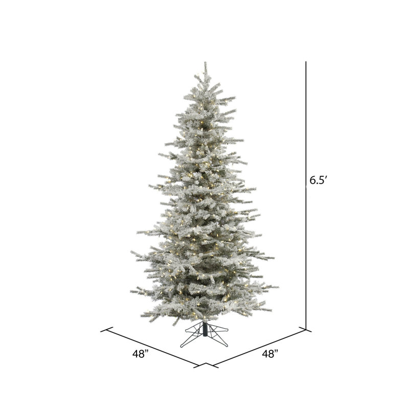 Sierra Flocked Slim Sierra Artificial Christmas Tree with LED Warm White Lights, 6.5' H