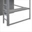 Lit mezzanine pleine grandeur en bois massif gris MDF, conception tout-en-un moderne pour chambre à coucher résidentielle avec rangement et espace de travail intégrés