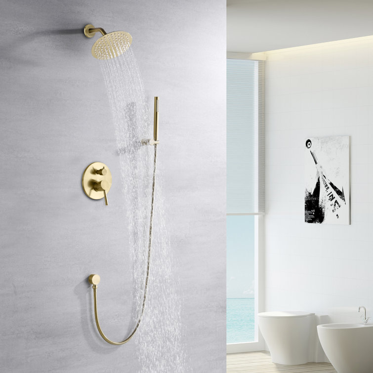 Shower Faucet Set System with Handheld Shower and Brass Rough-in Valve